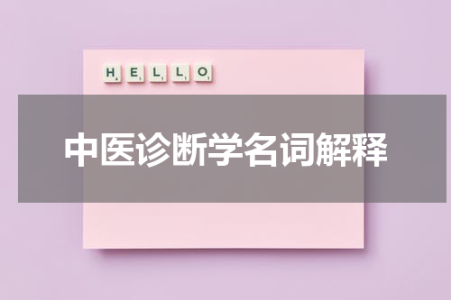 中医诊断学名词解释
