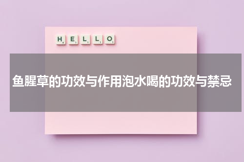 鱼腥草的功效与作用泡水喝的功效与禁忌