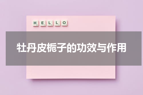 牡丹皮栀子的功效与作用
