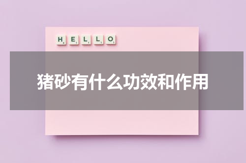 猪砂有什么功效和作用