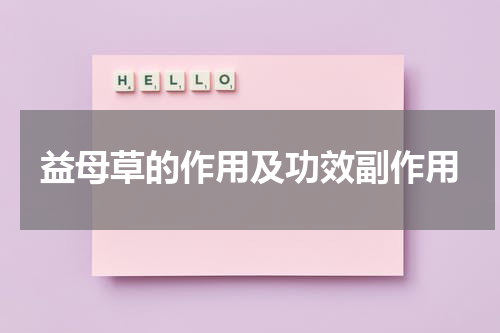 益母草的作用及功效副作用