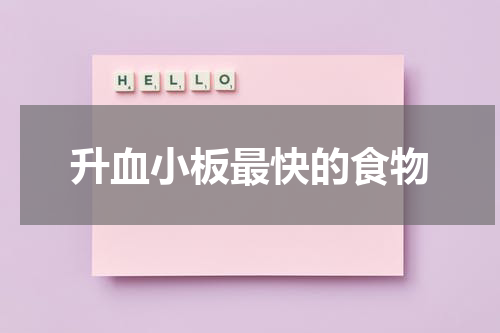 升血小板最快的食物